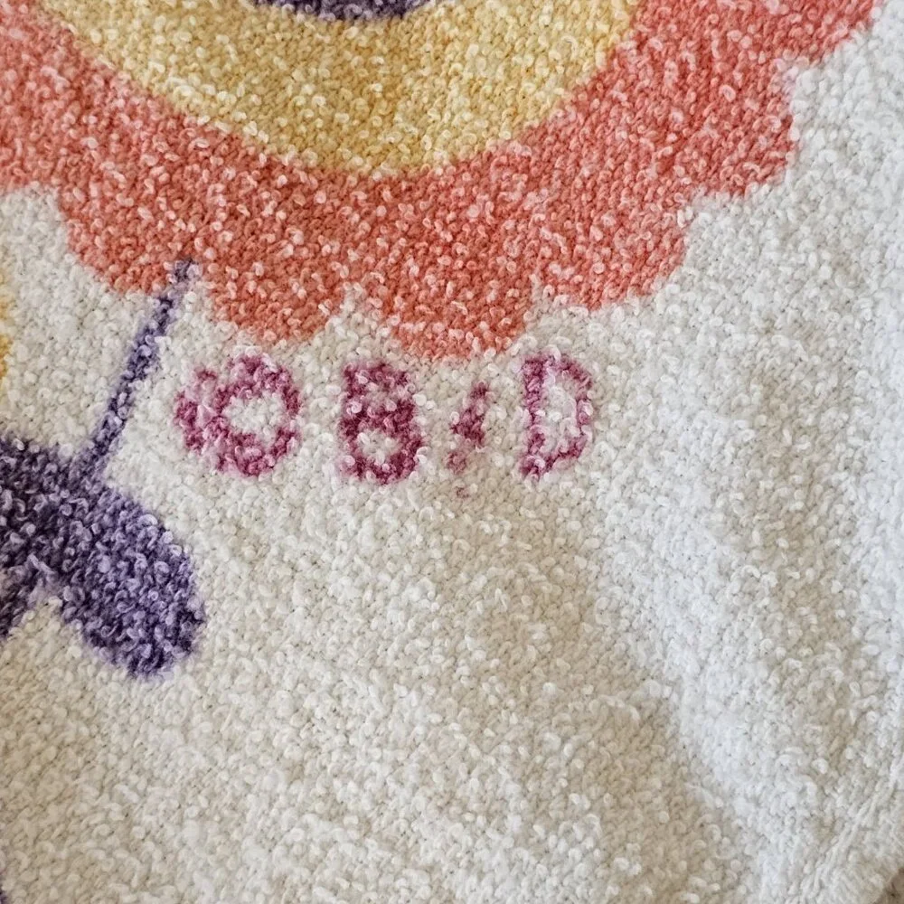 Vintage 70s Beach‎ Towel Rainbow Mermaid Flowers Retro Fishing By Phyllis